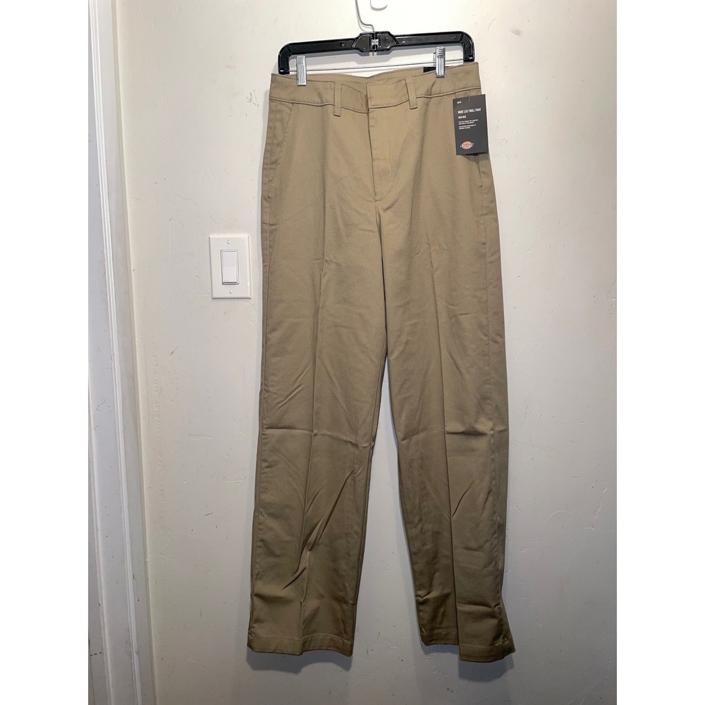 Dickies Womens Wide Leg Twill Pant High Rise Khaki Desert Sand FP517RDS Size 29R